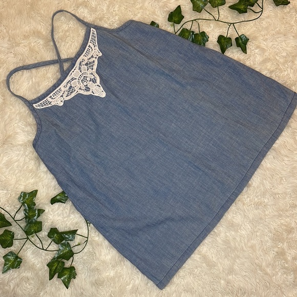 CRAZY 8 DENIM & LACE TANK TOP • SIZE 10/12 • NEW WITHOUT TAGS - Picture 3 of 6